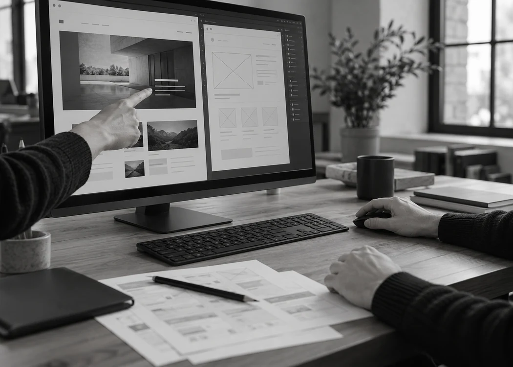 Illustrative image: collaboration on the design and structure of a web interface